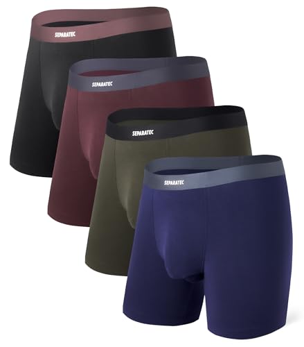 Separatec Herren Boxershorts 4er Pack, Non-Marking Briefs Herrenunterwäsche Vintage Shorts Atmungsaktiv und Bequem von Separatec