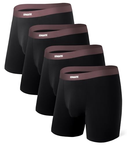 Separatec Herren Boxershorts 4er Pack, Non-Marking Briefs Herrenunterwäsche Vintage Shorts Atmungsaktiv und Bequem von Separatec