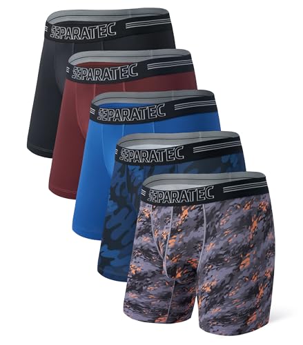 Separatec Herren Boxershorts mit Stützbeutel Leichte, schnell trocknende, Funktionelle Männer Unterwäsche 3 oder 5 Pack von Separatec