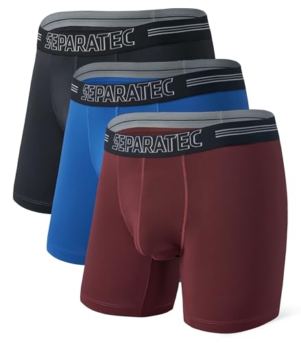 Separatec Herren Boxershorts mit Stützbeutel Leichte, schnell trocknende, Funktionelle Männer Unterwäsche 3 oder 5 Pack von Separatec