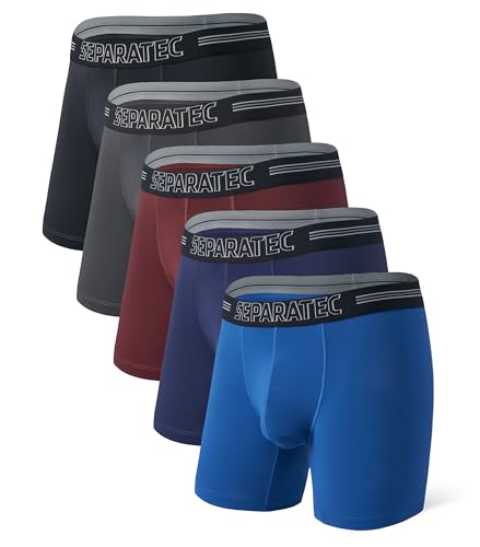 Separatec Herren Boxershorts mit Stützbeutel Leichte, schnell trocknende, Funktionelle Männer Unterwäsche 3 oder 5 Pack von Separatec