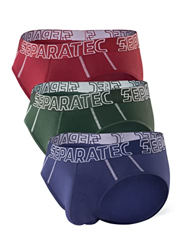 Separatec Herren Boxer Slips Glattes Bambus Rayon mit getrennten Beuteln Unterwäsche 3er Pack Stilvolle mehrfarbige von Separatec
