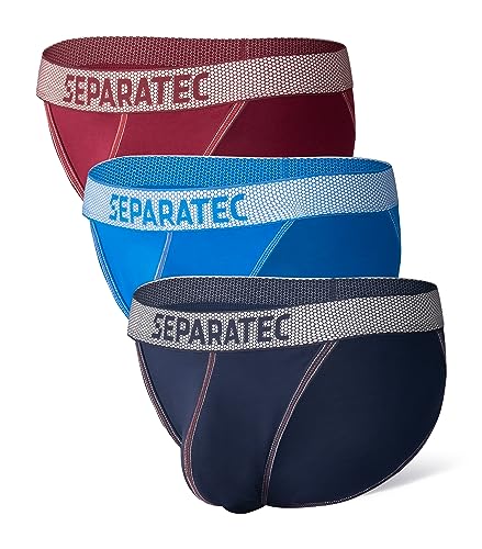 Separatec Herren Strings Atmungsaktiv Weich Rumble Enhancement Doppeltasche Herren Slips 3er Pack von Separatec