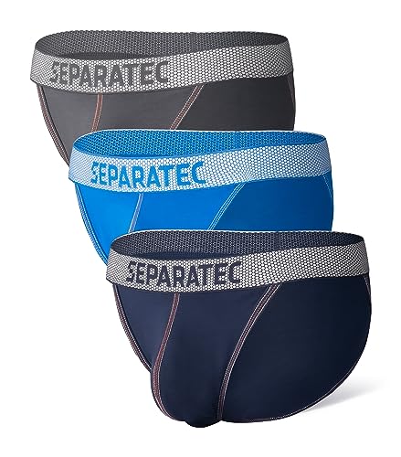 Separatec Herren Strings Atmungsaktiv Weich Rumble Enhancement Doppeltasche Herren Slips 3er Pack von Separatec