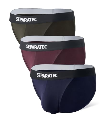 Separatec Herren Strings Atmungsaktiv Weich Rumble Enhancement Doppeltasche Herren Slips 3er Pack von Separatec