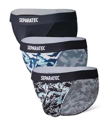 Separatec Herren Strings Atmungsaktiv Weich Rumble Enhancement Doppeltasche Herren Slips 3er Pack von Separatec