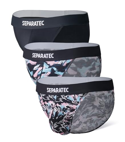 Separatec Herren Strings Atmungsaktiv Weich Rumble Enhancement Doppeltasche Herren Slips 3er Pack von Separatec