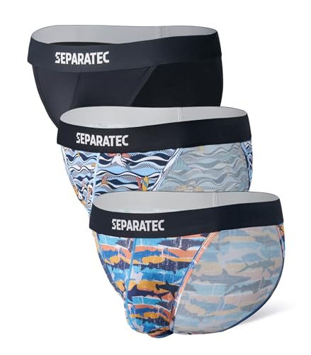 Separatec Herren Strings Atmungsaktiv Weich Rumble Enhancement Doppeltasche Herren Slips 3er Pack von Separatec