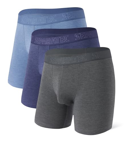 Separatec Herren Unterwäsche Bambus Rayon Weich Atmungsaktiv Stretch Klassisch Unterhosen kein Etikett Dual Pouch Slips 3 Pack von Separatec