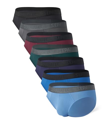 Separatec Herren Unterwäsche Bambus Rayon Weich Atmungsaktiv Stretch Klassisch Unterhosen kein Etikett Dual Pouch Slips 7 Pack von Separatec