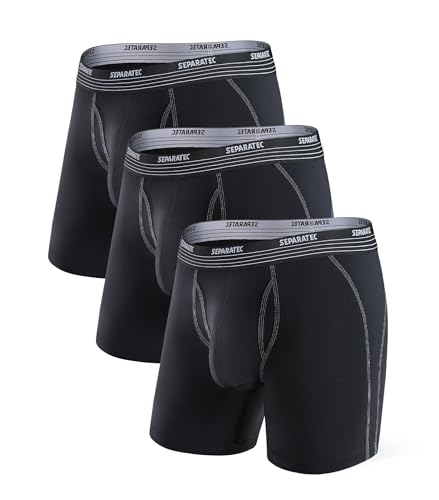 Separatec Sport Boxershorts Herren Schnelltrocknende Unterhosen Männer mit Doppelter Beutel Retroshorts 3er Pack von Separatec