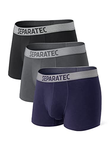 Separatec Herrenunterwäsche 2.0 Baumwolle Mikromodal mit Getrennten Taschen Atmungsaktiven Elastischen Boxershorts 3er Pack von Separatec