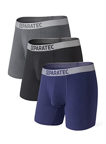 Separatec Herrenunterwäsche 2.0 Baumwolle Mikromodal mit Getrennten Taschen Atmungsaktiven Elastischen Boxershorts 3er Pack von Separatec
