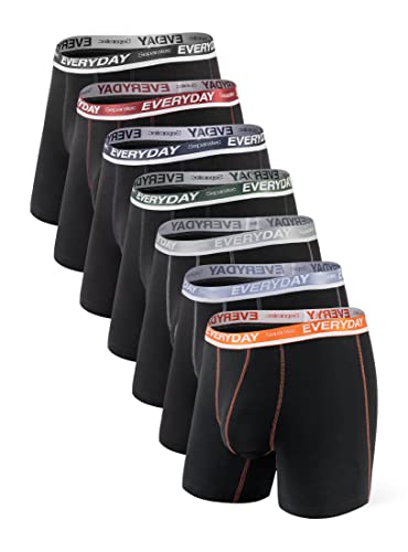 Separatec 7 Pack Multicolour für alltägliche Herren-Boxershorts Atmungsaktive Unterwäsche-Shorts aus weicher Baumwolle mit unterstützender separater Doppeltasche,L,Lang-schwarz von Separatec
