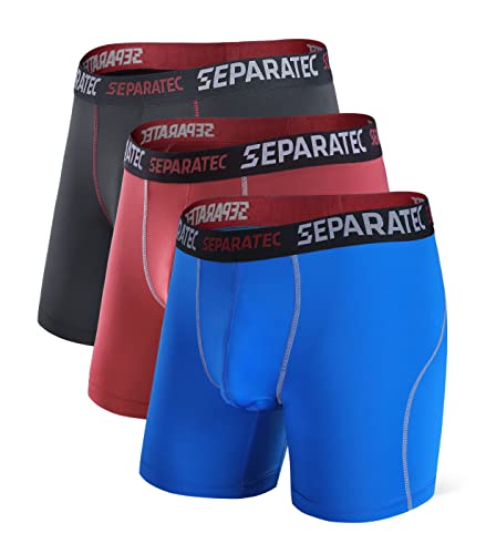 Separatec Sport Boxershorts Herren Schnelltrocknende Unterhosen Männer mit Doppelter Beutel Retroshorts 3er Pack von Separatec