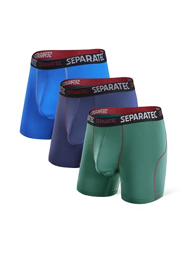 Separatec Sport Boxershorts Herren Schnelltrocknende Unterhosen Männer mit Doppelter Beutel Retroshorts 3er Pack von Separatec