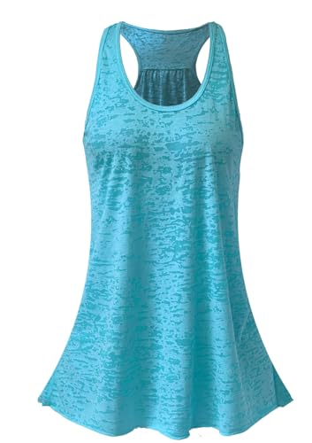 SepiMeli Flowy Triblend Racerback Tank Top Regular und Übergrößen für Damen, Blauer Ausbrenner, Groß von Sepi Meli & Co.