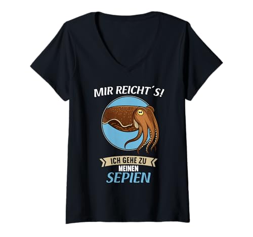 Damen Sepien Sepia T-Shirt mit V-Ausschnitt Damen Sepien Sepia T-Shirt mit V-Ausschnitt von Sepien Sepia Tier Shop
