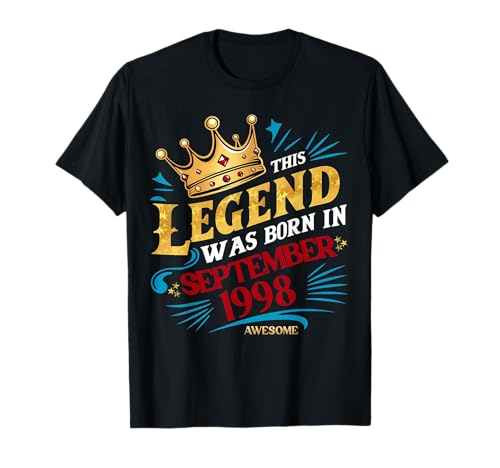 Eine Legende wurde im September 1998 geboren. Awesome Man Birthday T-Shirt von September 1998 Birthday Legendary Since 1998 Men