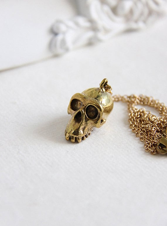 Halbe Kiefer Affe Schädel Halskette/Anhänger von SeptemberRoom