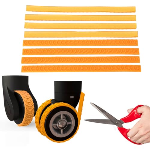 Septpenta Silikon Gepäck Silikon Radabdeckung, Schallabsorbierendes Gepäck, Schneidbarer Silikon Gepäckradschutz für Spinner Radgepäck Oder Bürostuhlrollen (Orange) von Septpenta