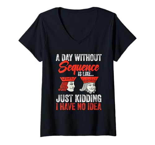 Damen Sequence Game Player Turnier Kidding Sequence Cards T-Shirt mit V-Ausschnitt Damen Sequence Game Player Turnier Kidding Sequence Cards T-Shirt mit V-Ausschnitt von Sequence Card Game Outfit For Card Game Lover