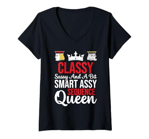 Damen Sequenz Turnier Spieler Legend Classy Card Sequence T-Shirt mit V-Ausschnitt Damen Sequenz Turnier Spieler Legend Classy Card Sequence T-Shirt mit V-Ausschnitt von Sequence Card Game Outfit For Card Game Lover