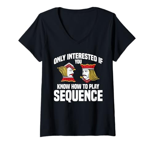 Damen Sequence Player King Interessierte Turniersequenz T-Shirt mit V-Ausschnitt Damen Sequence Player King Interessierte Turniersequenz T-Shirt mit V-Ausschnitt von Sequence Card Game Outfit For Sequence Game Fans