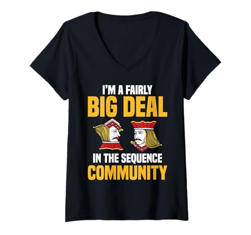 Damen Squence Kartenspiel Spieler Big Deal Turniersequenz T-Shirt mit V-Ausschnitt Damen Squence Kartenspiel Spieler Big Deal Turniersequenz T-Shirt mit V-Ausschnitt von Sequence Card Game Outfit For Sequence Game Fans