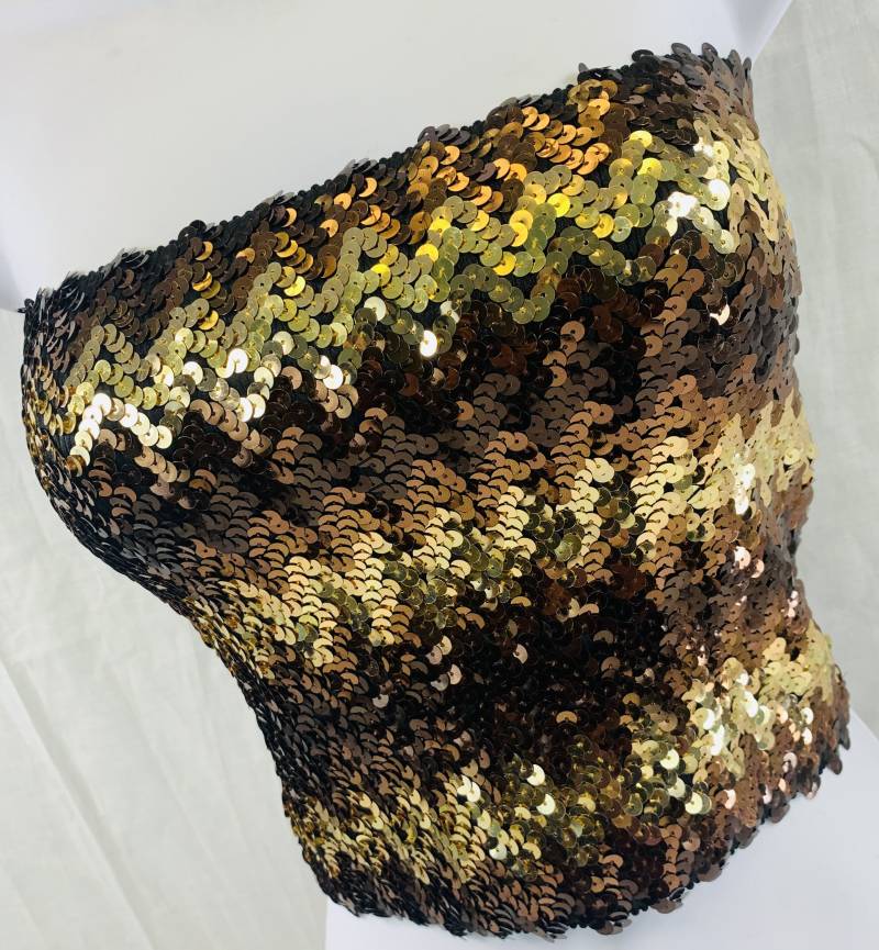 Gold Braun Und Kupfer Zick-Zack Chevron Gestreift Pailletten Tube Top Gold Braun Und Kupfer Zick-Zack Chevron Gestreift Pailletten Tube Top von SequinKing