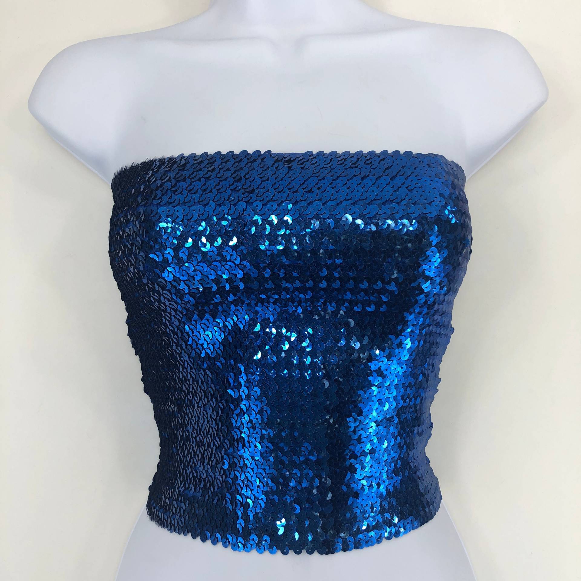 Royal Blau Pailletten Trägerloses Schlauch Top von SequinKing