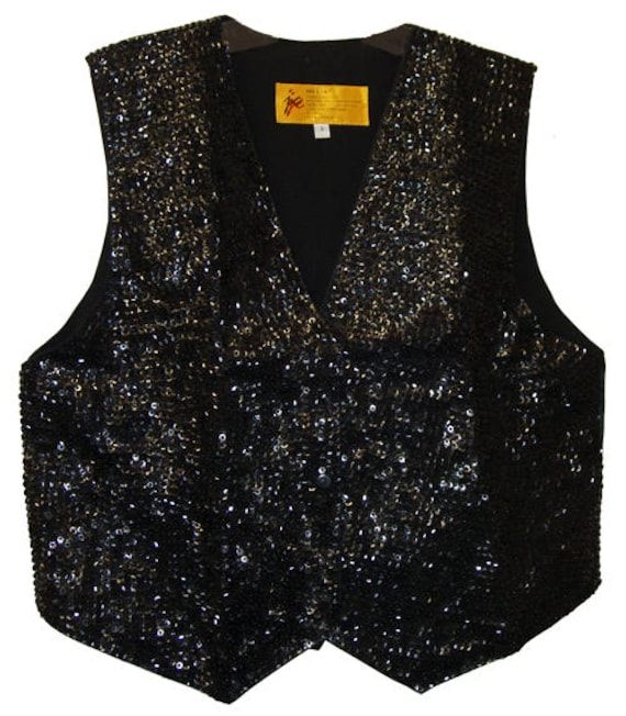Schwarze Paillettenweste #48 von SequinKing