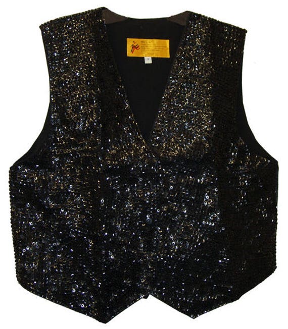 Schwarze Paillettenweste #48 von SequinKing