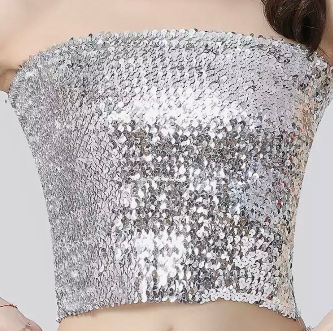 Silber Pailletten Tube Top von SequinKing