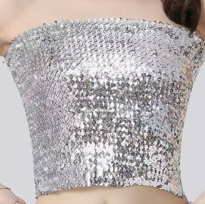 Silber Pailletten Tube Top Silber Pailletten Tube Top von SequinKing
