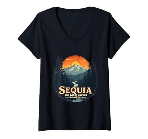 Damen Sequoia- und Kings-Canyon-Nationalpark T-Shirt mit V-Ausschnitt von Sequoia Kings Canyon National Parks Offers