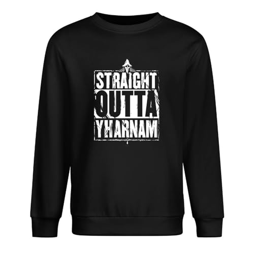Graphic Bloodborne Straight Outta Yharnam Men's Long Sleeve Crewneck 100% Cotton Pullover Sweatshirts Black L von Será