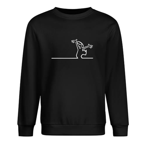 Happy Fashion Tshirts La Linea The Line Osvaldo Cavandoli TV Men Style Streetwear Round Neck Men's Long Sleeve Crewneck 100% Cotton Pullover Sweatshirts Black XXL von Será