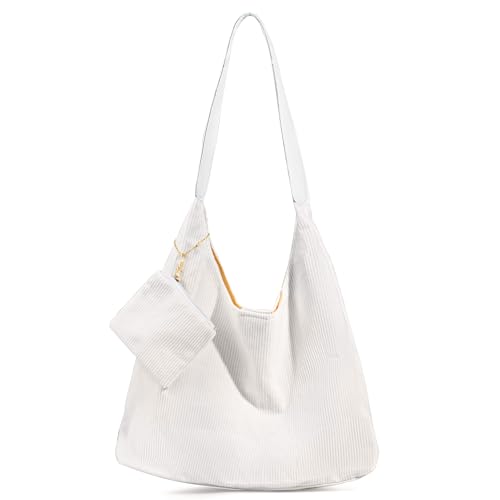 Handtasche Damen Umhängetasche, Cord Tasche Shopper Tasche Damen, Schwarz/Beige Schultertasche Damen, Tote Bag Geschenke Für Frauen von Serapha.Silk