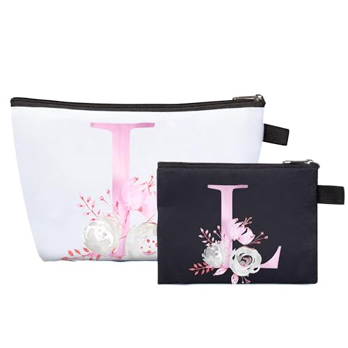 Serapha.Silk A-Z Personalisierte Make-up-Tasche mit Initialen, leichte und faltbare Kosmetiktasche für Make-up-Reisen, Geburtstagsgeschenk für Frauen, Mutter, beste Freundin, Braut, Brautjungfer, L, von Serapha.Silk