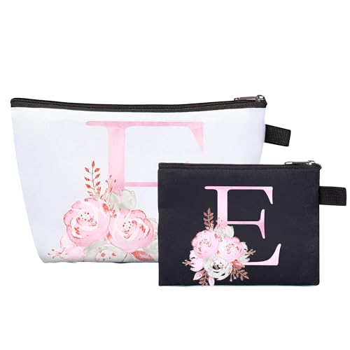 Serapha.Silk A-Z Personalisierte Make-up-Tasche mit Initialen, leichte und faltbare Kosmetiktasche für Make-up-Reisen, Geburtstagsgeschenk für Frauen, Mutter, beste Freundin, Braut, Brautjungfer, E, von Serapha.Silk