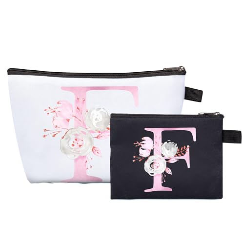 Serapha.Silk A-Z Personalisierte Make-up-Tasche mit Initialen, leichte und faltbare Kosmetiktasche für Make-up-Reisen, Geburtstagsgeschenk für Frauen, Mutter, beste Freundin, Braut, Brautjungfer, F, von Serapha.Silk