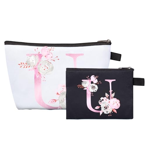 Serapha.Silk A-Z Personalisierte Make-up-Tasche mit Initialen, leichte und faltbare Kosmetiktasche für Make-up-Reisen, Geburtstagsgeschenk für Frauen, Mutter, beste Freundin, Braut, Brautjungfer, U, von Serapha.Silk