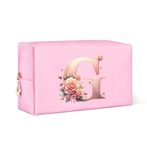 Serapha.Silk Reise-Make-up-Tasche mit 3D-Blumen, personalisierte Initiale, wasserdichte Kosmetiktasche, adrette Make-up-Tasche, ideales Geburtstagsgeschenk für Frauen, Mutter, Teenager-Mädchen, von Serapha.Silk