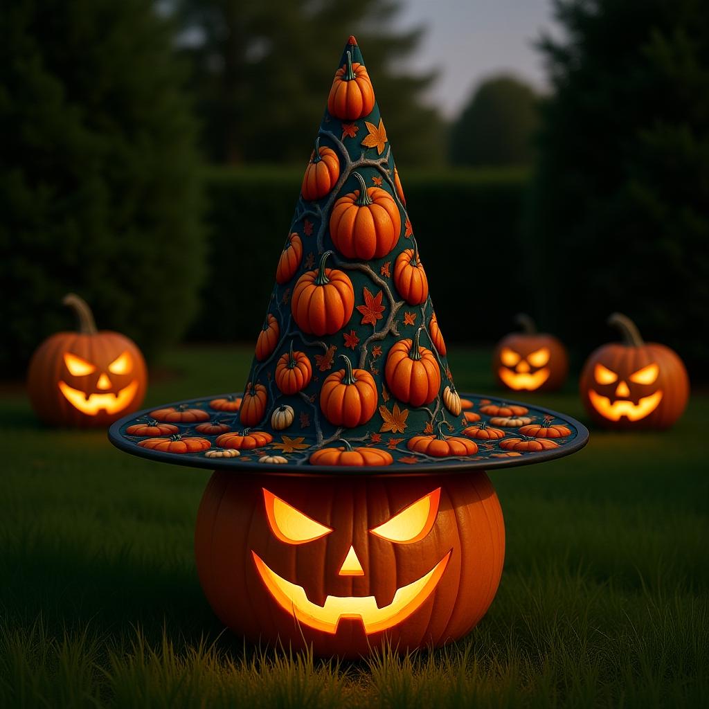 Hexenhut Kürbis Print Faltbares Halloween Kostüm Accessoire von SeraphinaWear