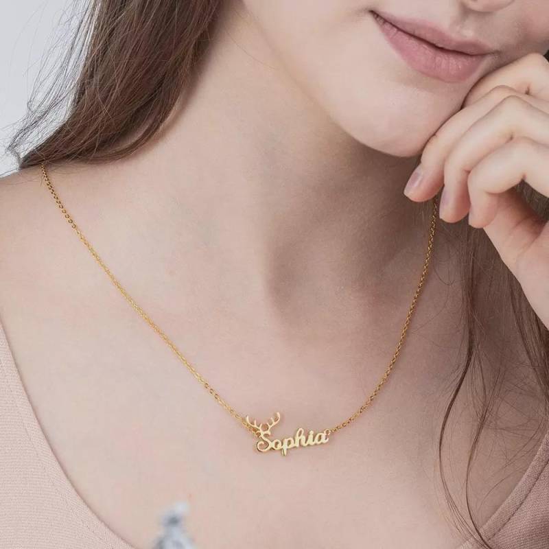 Personalisierte Weihnachts Name Halskette Sterling Silber Urlaub Anhänger von SeraphinaWear