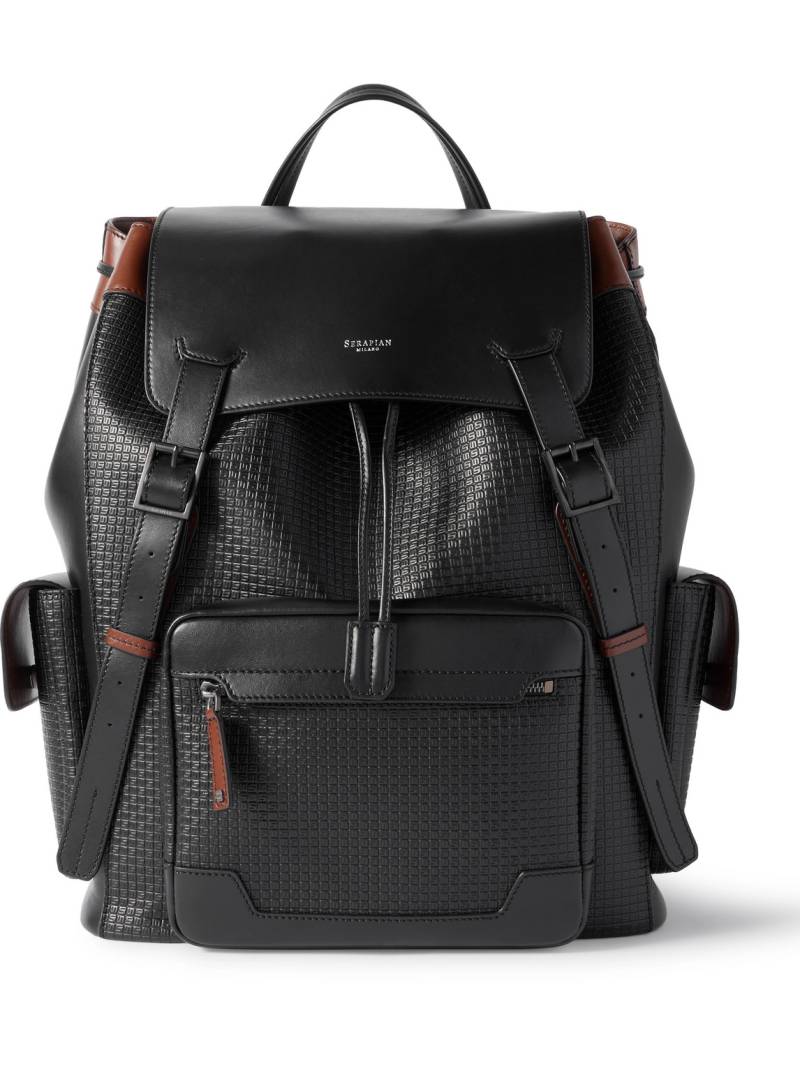 Serapian - Large Logo-Embossed Coated-Canvas and Leather Backpack - Men - Black von Serapian