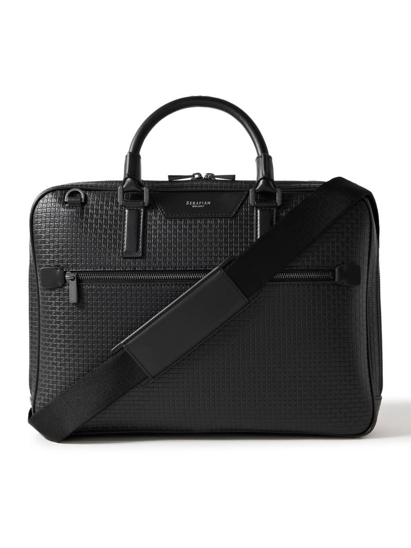 Serapian - Leather-Trimmed Logo-Embossed Stepan Coated-Canvas Briefcase - Men - Black von Serapian