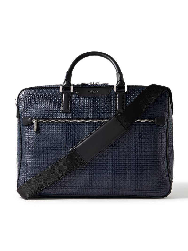 Serapian - Leather-Trimmed Logo-Embossed Stepan Coated-Canvas Briefcase - Men - Blue von Serapian