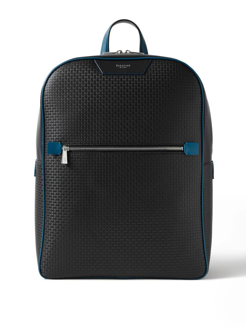 Serapian - Leather-Trimmed Stepan Coated-Canvas Backpack - Men - Black von Serapian